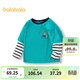 巴拉巴拉童裝男童長(cháng)袖t恤假兩件純棉打底衫秋裝條紋撞色潮酷舒適 翠綠40221 110