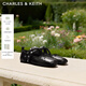 CHARLES&KEITH圓頭平底鉚釘芭蕾瑪麗珍鞋生日禮物送女友CK1-70381146 Black黑色 37 （235）