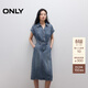 ONLY2025秋季新款舒適帥氣小飛袖中長(cháng)款牛仔裙連衣裙女|125142039 J34 390洗水牛仔藍 M