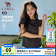 駱駝（CAMEL）正肩T神T恤女[迪麗熱巴同款]2026春夏冰感透氣純棉短袖短上衣女 C26BARG016，墨灰，女 M