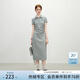 范思藍恩天才少女學(xué)院風(fēng)polo連衣裙女2025夏新款長(cháng)款收腰裙子2179 花灰色 M