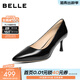 百麗（Belle）時(shí)尚尖頭牛皮優(yōu)雅單鞋氣質(zhì)顯瘦高跟鞋3Y6H9AQ5 黑色 38