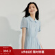 茵曼（INMAN）【苧麻】法式娃娃領(lǐng)連衣裙女裝2026夏季新品泡泡袖裙子 淺藍色 M