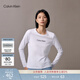 Calvin KleinJeans春秋女士休閑通勤ck字母印花圓領(lǐng)打底衫修身長(cháng)袖T恤上衣
