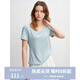 獨束大碼女裝簡(jiǎn)約“瘦瘦T”V領(lǐng)修身上衣2025夏季新款簡(jiǎn)約百搭T恤 冰晶藍（U領(lǐng)） 3XL （尺碼：5）