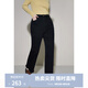 獨束大碼女裝休閑百搭直筒抓絨牛仔褲女冬裝新品微胖mm高腰顯瘦長(cháng)褲 牛仔黑 2XL