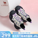 駱駝（CAMEL）女鞋登山丑萌鞋厚底高幫鞋馬丁靴 L25W469045米/黑/紫 35
