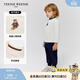 Teenie Weenie Kids小熊童裝秋季男女寶寶刺繡長(cháng)袖打底衫T恤 米白色 120 cm