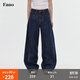 fano studios范洛Fano 復古超正版型扭縫結構高腰顯瘦闊腿牛仔褲2026夏季新款 深藍色 現貨 L