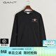 GANT【100%棉】甘特春季休閑刺繡柔軟內搭經(jīng)典純色圓領(lǐng)長(cháng)袖男T恤 5黑色 L