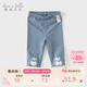 戴維貝拉兒童褲子女童夏裝打底褲女寶寶抗菌防螨七分褲