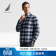 諾帝卡（NAUTICA）【商場(chǎng)同款】男裝春秋新款柔軟舒適法蘭絨格子襯衫男WO4404 藏青4NV M