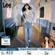 Lee【張凌赫代言】428懶懶褲舒適高腰直腳藍色女牛仔褲潮流A08984 中藍色 27