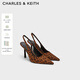 CHARLES&KEITH豹紋尖頭氣質(zhì)包頭涼鞋高跟鞋生日禮物送女友CK1-60280451 ANIMAL PRINT BROWN棕色/深棕色 37 （235）