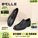 百麗（Belle）舒適透氣真皮正裝鞋男新款黑色圓頭套腳商務(wù)皮鞋B3GK7CM1 黑色 41 (255mm)