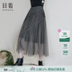 日著(zhù)日著(zhù)原創(chuàng  )設計女裝 2024夏新款不規則高級感小眾網(wǎng)紗裙子a字半身裙 無(wú)憂(yōu)灰 S