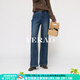 婭麗達四面彈奧粒絨闊腿牛仔褲女2025冬季新款加厚保暖拖地直筒褲 牛仔藍（B0） 29