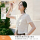 香影新中式國風(fēng)盤(pán)扣t恤女2026夏季新款重工刺繡白色正肩短袖上衣 米白 M 160/84A/95-110斤
