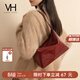VANESSA HOGAN VH女包冉冉hobo包輕奢通勤手提包油蠟牛皮斜挎單肩包包生日禮物 安可拉紅-中號