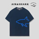 大青鯊 AIR SHARK鯊魚正品男士短袖高端刺繡T恤男夏季索羅娜寬松休閑半袖運動夏裝 藏青色純棉短袖 SY-206 常規 XL 建議160-180斤