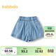 巴拉巴拉童裝兒童短褲女童牛仔褲夏季新款A字裙褲蝴蝶結抑菌 牛仔淺藍88101 110