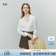 范思藍恩22FS2489白色法式襯衫女春秋長(cháng)袖荷葉邊V領(lǐng)顯瘦雪紡上衣 白色 M