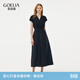 歌莉婭非遺香云紗連衣裙女18姆米全真絲氣質(zhì)法式收腰v領(lǐng)小黑裙1E4R4K430 00B黑色 M