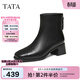 他她（TATA）加絨時(shí)裝靴女鞋冬季新款百搭通勤靴子黑色短筒靴CE502DD5 黑色（單里） 36
