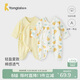 童泰（TONGTAI）嬰兒連體衣夏純棉衣服初生寶寶蝴蝶哈衣爬服提花黃色59cm