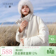 三彩【易打理】2025冬季新款圍脖羽絨服90白鴨絨寬松中長(cháng)外套M 米白色 XS 150/76A  寬松版型  可適當拍小