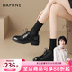 DAPHNE達芙妮經(jīng)典圓頭學(xué)院風(fēng)系帶布洛克鞋女單鞋簡(jiǎn)約百搭通勤單鞋小皮鞋 黑色 37