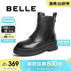 百麗戶(hù)外系帶馬丁靴女冬季厚底增高時(shí)尚短靴B9M1DDD4 黑色-單里 35