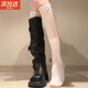 JIOESC堆堆襪套白色長(cháng)筒襪配長(cháng)筒靴襪子女款四季薄款過(guò)膝蕾絲腿套小腿襪 【1雙裝】白色 均碼