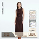 朗姿【精英衣櫥】a字垂感輕禮服無(wú)袖修身連衣裙收腰高級感秋季新款 巧克力色 M