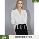 ELLE白色設計感V領(lǐng)襯衫女2026春裝新款寬松通勤職業(yè)裝輕奢氣質(zhì)上衣 白色 M