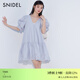 SNIDEL春夏甜美V領(lǐng)泡泡袖鏤空刺繡公主連衣裙SWFO241310 藍色 S （0）