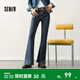 森馬（Semir）小黑牛|牛仔褲女高腰開(kāi)叉長(cháng)褲2025春新款森柔牛仔喇叭褲港風(fēng) 牛仔藍灰88401 27