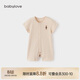 babylove嬰兒短袖連體衣夏季薄款衣服彩棉提花透氣哈衣爬服新生兒寶寶夏裝