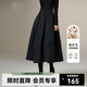 晚白【新品】黑色顯瘦a字半身裙冬款百搭顯瘦保暖羊毛大擺半裙 深灰色 M
