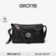 GROTTO個(gè)樂(lè )黑石包經(jīng)典大容量植鞣綿羊皮單肩斜挎通勤軟包男女款禮物 黑石L（銀標）