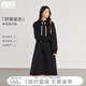 對白（DUIBAI）慵懶休閑連帽衛衣連衣裙女2025冬新款寬松抽繩顯瘦中長(cháng)款裙子 靜謐黑 M