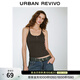 UR秋季新款女裝休閑紅色紐扣短款修身背心UWJ450124+ 深咖棕 M
