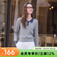 betu女裝秋季新款毛針織衫文藝百搭仿丹寧撞色長(cháng)袖女2508T91 灰色 L