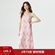 茵曼（INMAN）薄荷曼波度假風(fēng)碎花吊帶背心裙夏季氣質(zhì)浪漫壓褶松弛感連衣裙子 芭比粉 L