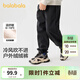 巴拉巴拉童裝男童褲子秋冬女童中大童束腳褲兒童長(cháng)褲加絨 黑色90001 170cm