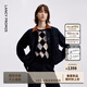 朗姿【精英衣櫥】翻領(lǐng)撞色巴恩風(fēng)復古短外套干練上衣女26年春季新款 月夜深藍色 L