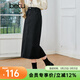 百圖betu女裝秋新款半身裙高腰A型中長(cháng)款開(kāi)叉牛仔半身裙女2308T63 黑色 L