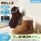 百麗（Belle）時(shí)尚毛球掛飾雪地靴女冬季新款商場(chǎng)同款厚底保暖短靴E8U1DDD5 啡色 35