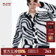 BJHG不計后果仿貂毛毛衣男款冬季2025新款潮牌斑馬條紋寬松開(kāi)衫外套女 黑白 M