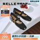 百麗（Belle）瑪德琳顯瘦時(shí)裝瑪麗珍鞋女氣質(zhì)優(yōu)雅單鞋B2440AQ5預售 魅影黑色 -褶皺 37 (235mm)